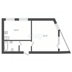 1-к квартира, вторичка, 38м2, 1/6 этаж