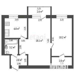2-к квартира, вторичка, 42м2, 2/5 этаж