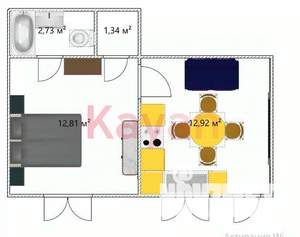 1-к квартира, вторичка, 30м2, 1/1 этаж