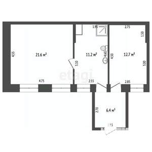 1-к квартира, вторичка, 44м2, 1/1 этаж