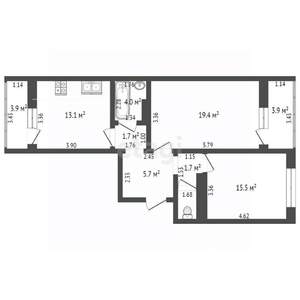 2-к квартира, вторичка, 62м2, 14/16 этаж