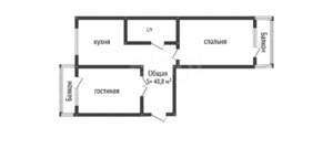 2-к квартира, вторичка, 49м2, 1/5 этаж