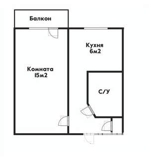 1-к квартира, вторичка, 29м2, 4/5 этаж