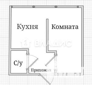 1-к квартира, вторичка, 27м2, 1/5 этаж