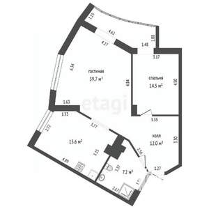 2-к квартира, вторичка, 91м2, 8/12 этаж