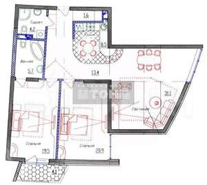 3-к квартира, вторичка, 105м2, 3/13 этаж