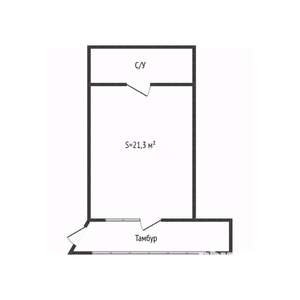 Студия квартира, вторичка, 21м2, 1/6 этаж