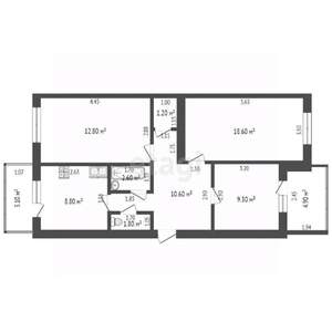 3-к квартира, вторичка, 66м2, 4/5 этаж