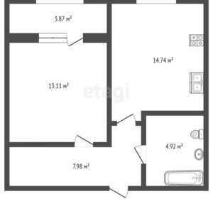 1-к квартира, вторичка, 42м2, 5/8 этаж