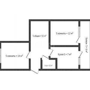 2-к квартира, вторичка, 52м2, 2/2 этаж