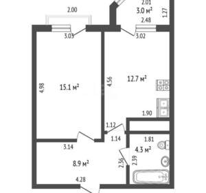 1-к квартира, вторичка, 42м2, 5/8 этаж