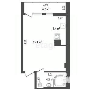 1-к квартира, вторичка, 32м2, 4/4 этаж