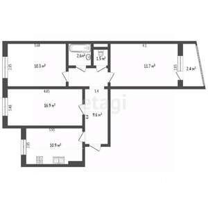 3-к квартира, вторичка, 63м2, 7/9 этаж