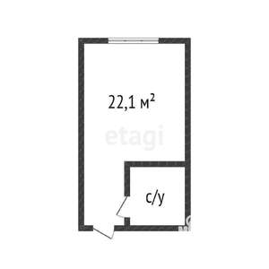Студия квартира, вторичка, 22м2, 1/5 этаж