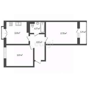 2-к квартира, вторичка, 60м2, 3/8 этаж