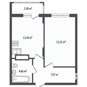 1-к квартира, вторичка, 40м2, 7/7 этаж