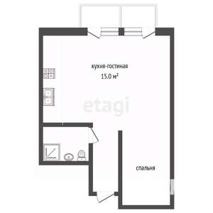 1-к квартира, вторичка, 43м2, 3/6 этаж