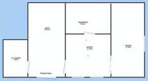 2-к квартира, вторичка, 49м2, 1/1 этаж