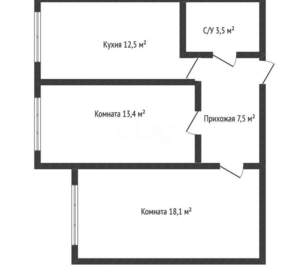 2-к квартира, вторичка, 55м2, 4/10 этаж