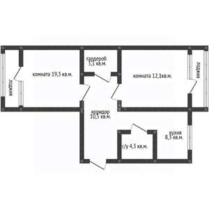 2-к квартира, вторичка, 58м2, 3/5 этаж