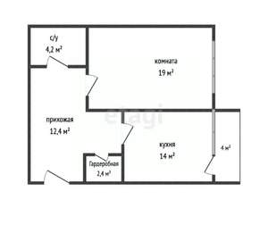 1-к квартира, вторичка, 52м2, 5/9 этаж