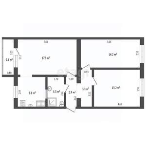 3-к квартира, вторичка, 64м2, 2/5 этаж