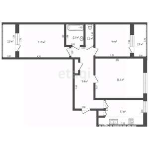 3-к квартира, вторичка, 59м2, 1/9 этаж