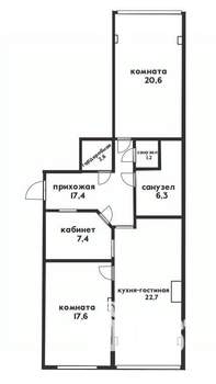 3-к квартира, вторичка, 82м2, 4/10 этаж
