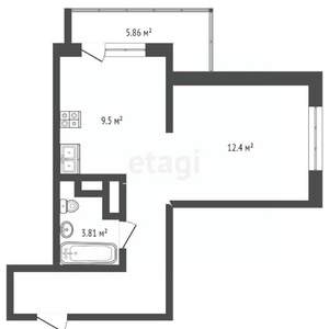 Студия квартира, вторичка, 35м2, 1/6 этаж