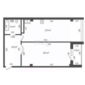 2-к квартира, вторичка, 62м2, 4/6 этаж