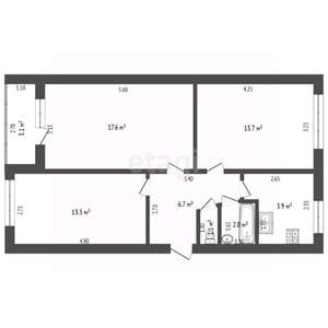 3-к квартира, вторичка, 61м2, 3/5 этаж