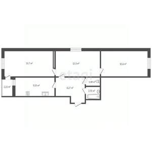 3-к квартира, вторичка, 71м2, 1/4 этаж