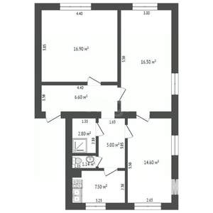 3-к квартира, вторичка, 71м2, 2/2 этаж