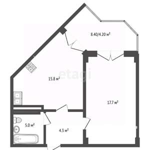 1-к квартира, вторичка, 47м2, 3/8 этаж