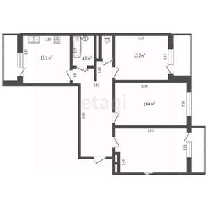 3-к квартира, вторичка, 90м2, 13/16 этаж