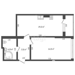 1-к квартира, вторичка, 47м2, 2/4 этаж