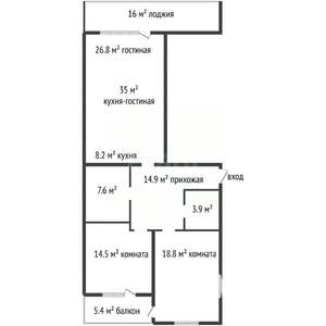 2-к квартира, вторичка, 95м2, 9/10 этаж