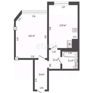 1-к квартира, вторичка, 40м2, 7/11 этаж