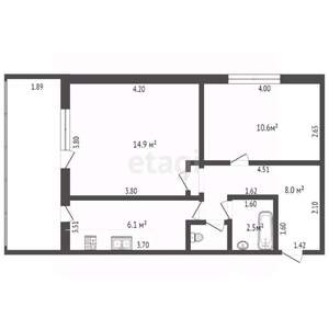 2-к квартира, вторичка, 42м2, 1/2 этаж