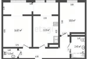 2-к квартира, вторичка, 53м2, 4/9 этаж