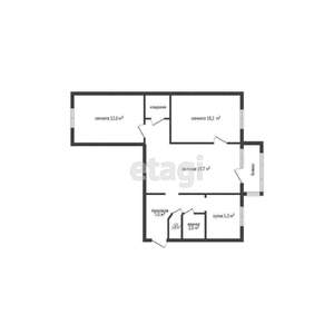 3-к квартира, вторичка, 56м2, 4/5 этаж