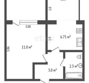 1-к квартира, вторичка, 27м2, 1/5 этаж