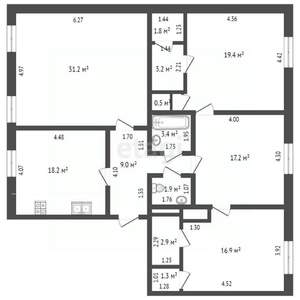 4-к квартира, вторичка, 127м2, 6/6 этаж