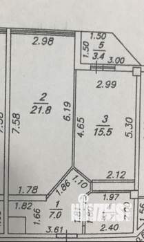 1-к квартира, вторичка, 50м2, 6/8 этаж