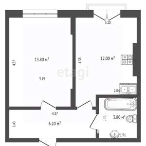 1-к квартира, вторичка, 36м2, 5/8 этаж