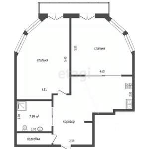 2-к квартира, вторичка, 72м2, 2/8 этаж