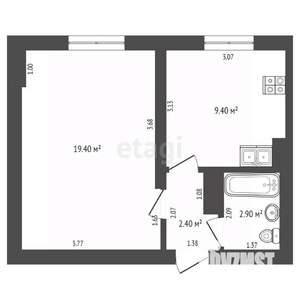 1-к квартира, вторичка, 35м2, 2/5 этаж