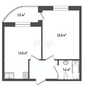 1-к квартира, вторичка, 45м2, 7/8 этаж