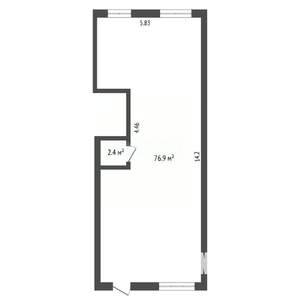 2-к квартира, вторичка, 77м2, 1/2 этаж