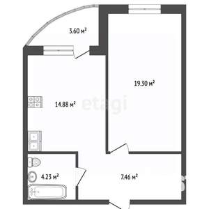 1-к квартира, вторичка, 44м2, 5/6 этаж